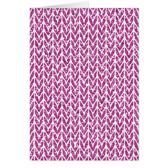Skriv ut rosa Glitter Chevrons Sticka Mönster Hälsningskort (Framsidan)