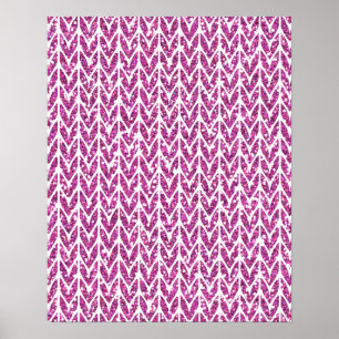 Skriv ut rosa Glitter Chevrons Sticka Mönster Poster