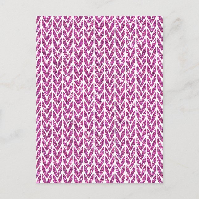 Skriv ut rosa Glitter Chevrons Sticka Mönster Vykort (Framsida)