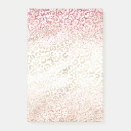 Skriv ut Rosa Glitter Glam Guld Leopard Post-it Block