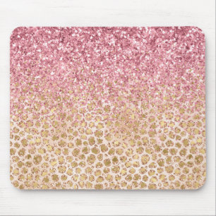 Skriv ut Rosa Glitter Glitzy i Girly Peach Guld Le Musmatta