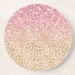 Skriv ut Rosa Glitter Glitzy i Girly Peach Guld Le Underlägg