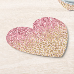 Skriv ut Rosa Glitter Glitzy i Girly Peach Guld Le Underlägg Papper