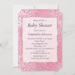 Skriv ut Rosa Glitter Leopard Inbjudningar