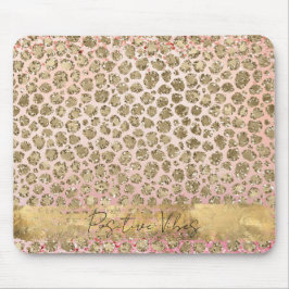 Skriv ut rosa Gnistra Guld Leopard Musmatta