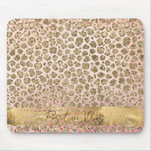 Skriv ut rosa Gnistra Guld Leopard Musmatta