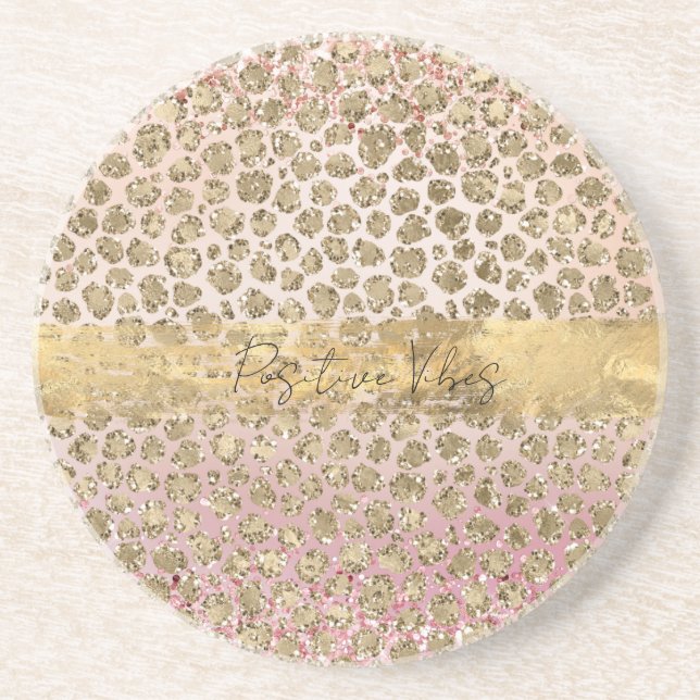 Skriv ut rosa Gnistra Guld Leopard Underlägg (Framsidan)