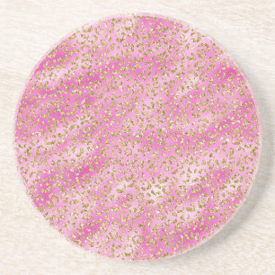Skriv ut Rosa Guld Glitter Leopard Underlägg