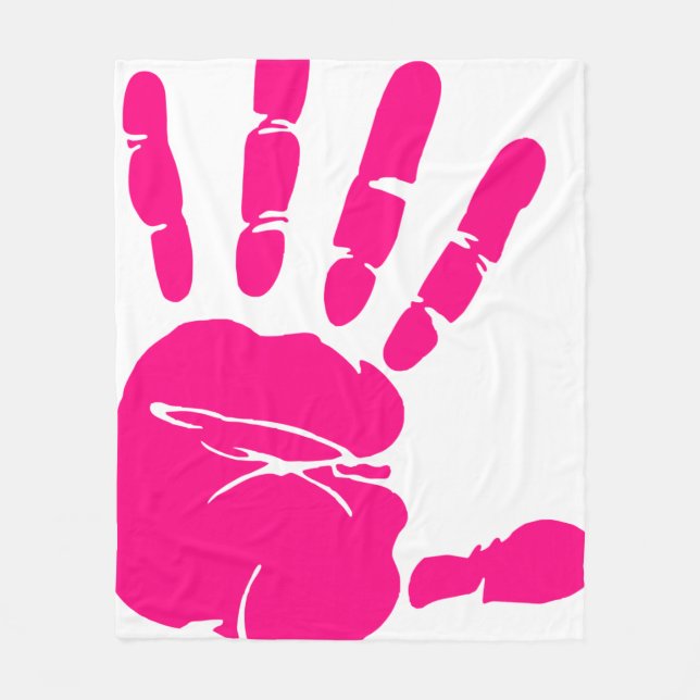 Skriv ut rosa handflatan fleecefilt (Framsidan)