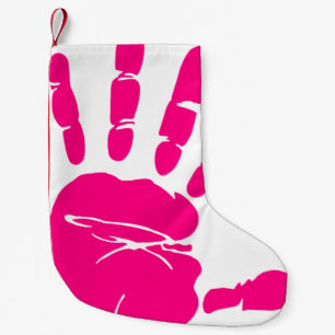 Skriv ut rosa handflatan liten julstrumpa
