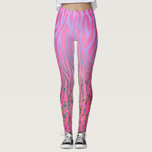 Skriv ut Rosa i halvGlitter Leggings