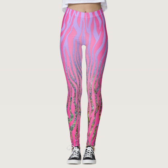 Skriv ut Rosa i halvGlitter Leggings (Framsida)