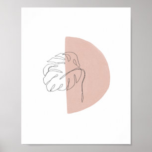 Skriv ut Rosa i Handflatan Löv med minimal Abstra Poster