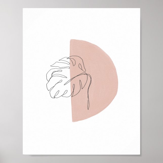 Skriv ut  Rosa i Handflatan Löv med minimal Abstra Poster (Framsidan)