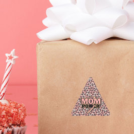 Skriv ut Rosa i mamma Power Leopard Triangelformat Klistermärke