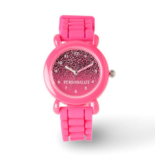 Skriv ut Rosa Leopard Animal Armbandsur