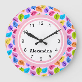 Skriv ut Rosa Löv Stor Klocka