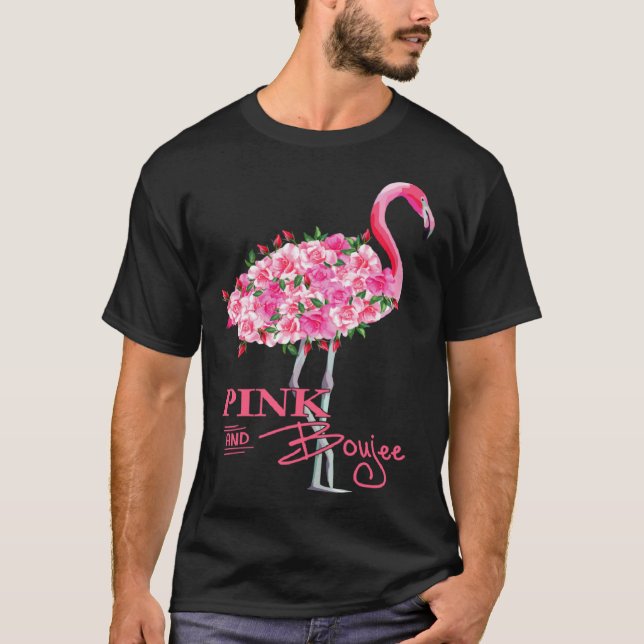 Skriv ut rosa och Boujee Cute Flamingo T Shirt (Framsida)