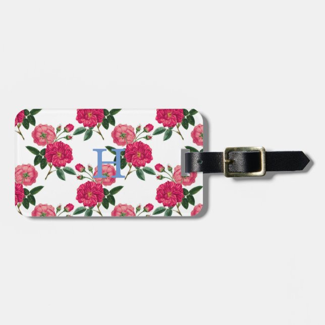 Skriv ut rosa ros bagagebricka (Horisontell Framsida)