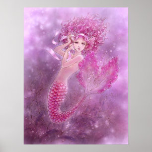 Skriv ut rosa Sjöjungfru Poster