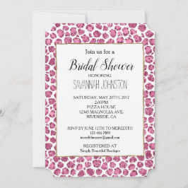 Skriv ut Rosa White Glam Glitter Leopard  Inbjudningar