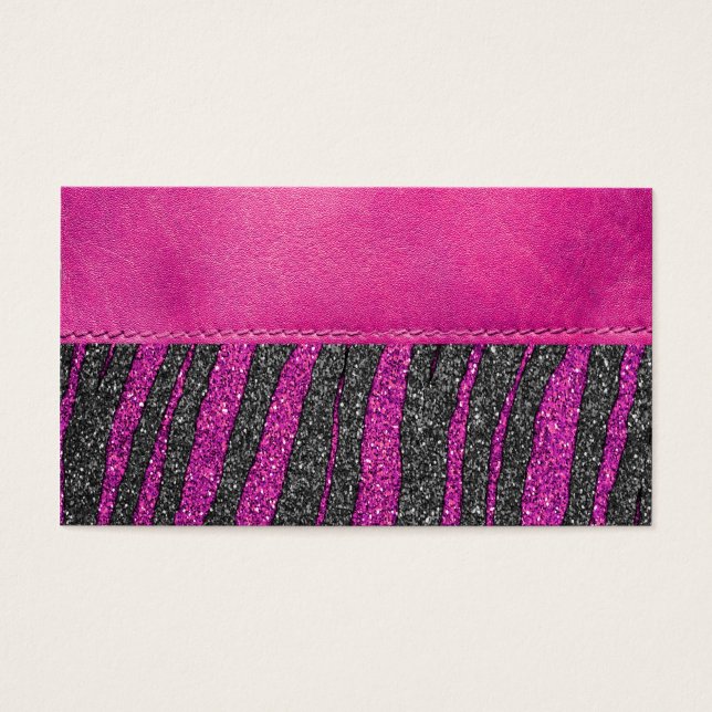 Skriv ut Rosa Zebra mönstrad Glitter Visitkort (Framsidan)