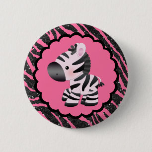 Skriv ut Rosa Zebra och Glitter Knapp