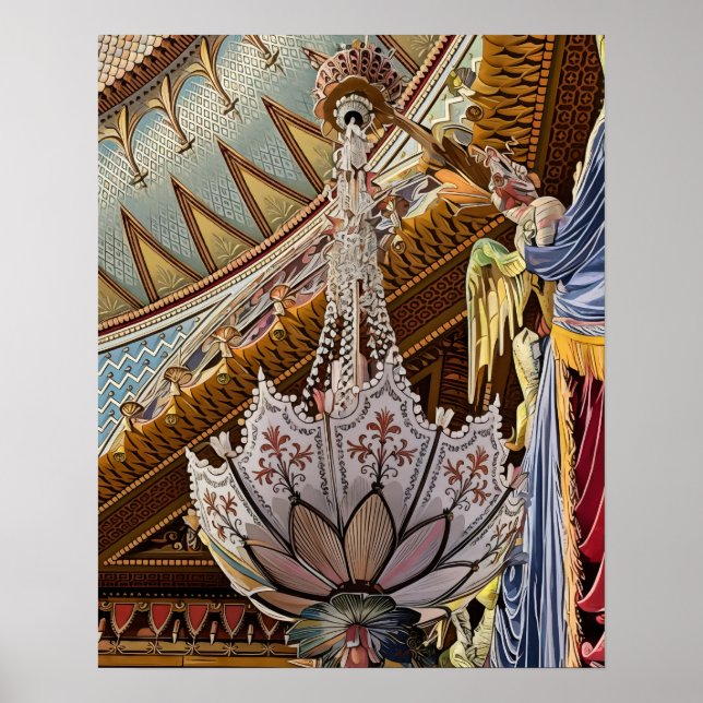 Skriv ut royal Pavilion-tak och chandelier Poster (Framsidan)