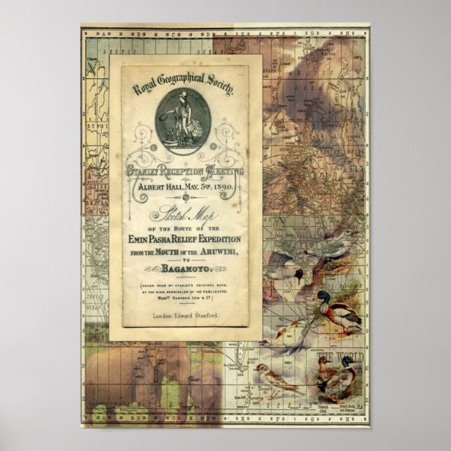 Skriv ut royalet Geographical Society Collage Poster (Framsidan)