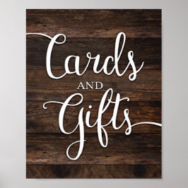 Skriv ut Rustic Chic CARDS OCH GIFTS-tecken Poster