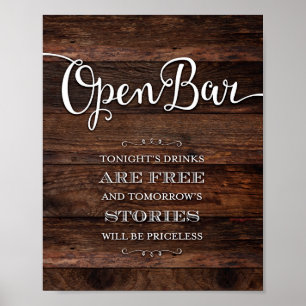 Skriv ut Rustic Chic OPEN PUB Party Skriv ut Poster