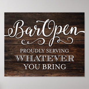 Skriv ut rustik Chic PUB ÖPPEN Party Skriv ut Poster