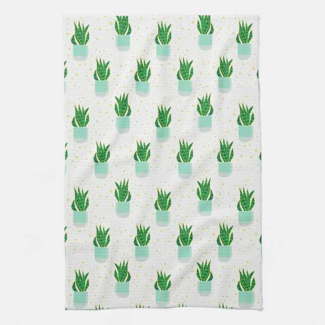 Skriv ut Sansevieria Snake Plant Kökshandduk (Vertikal)