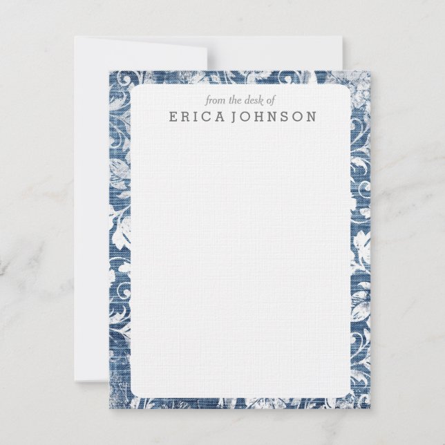 Skriv ut Shabby chic för marin och vit denim-skade Inbjudningar (Framsida)