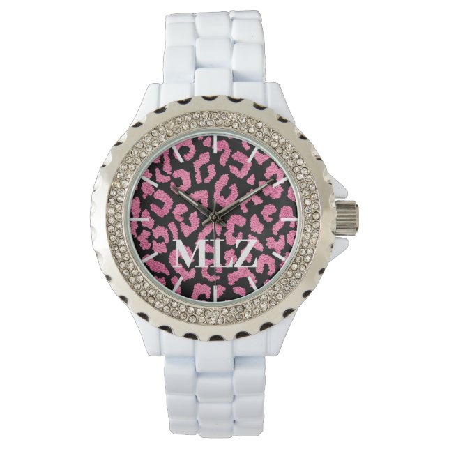 Skriv ut Shock rosa Leopard på Anpassningsbarna i  Armbandsur (Framsida)