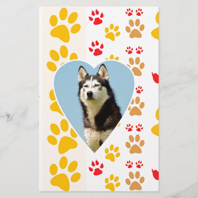 Skriv ut siberian husky Hund Heart Tassar Brevpapper (Framsida)