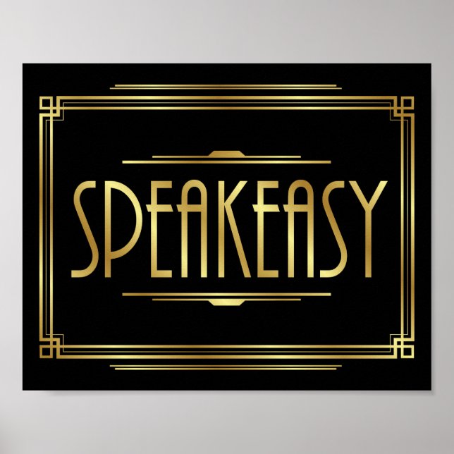Skriv ut signatur för Art Deco SPEAKEASY Poster (Framsidan)