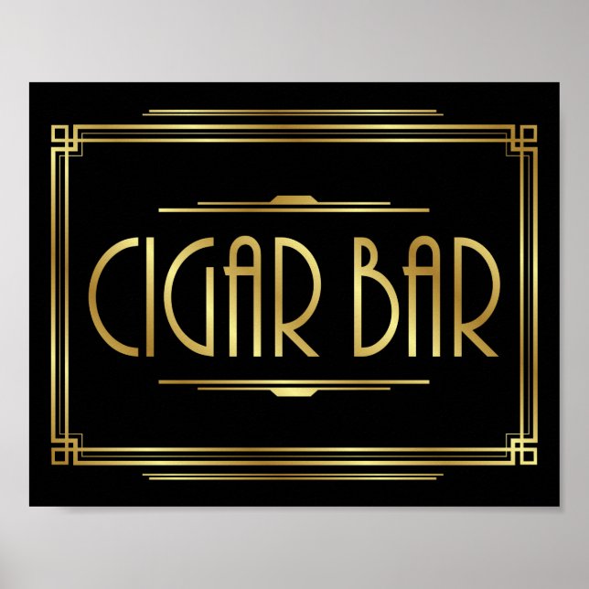 Skriv ut signatur för Gatsby Art Deco CIGAR PUB Poster (Framsidan)