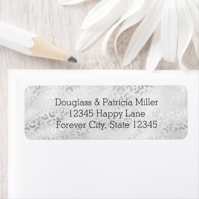 Skriv ut silver Leopard Returadress Etikett (Insitu)