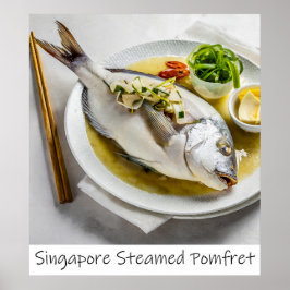 Skriv ut Singapores steamed Pomfret Archival Print Poster