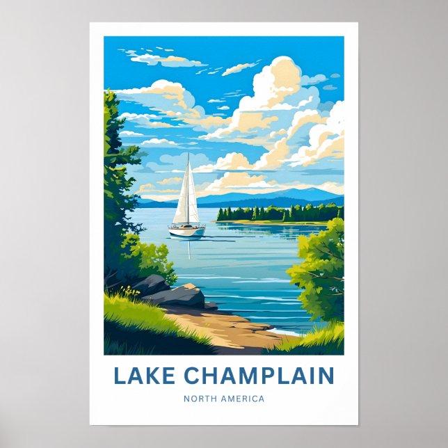 Skriv ut sjö Chambort North America Travel Print Poster (Framsidan)