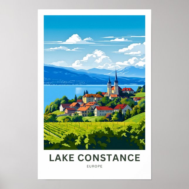 Skriv ut sjö Constance Europe Travel Print Poster (Framsidan)