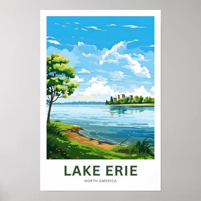 Skriv ut sjö Erie North America Travel Print Poster (Framsidan)