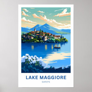 Skriv ut sjö Maggiore Europe Travel Poster