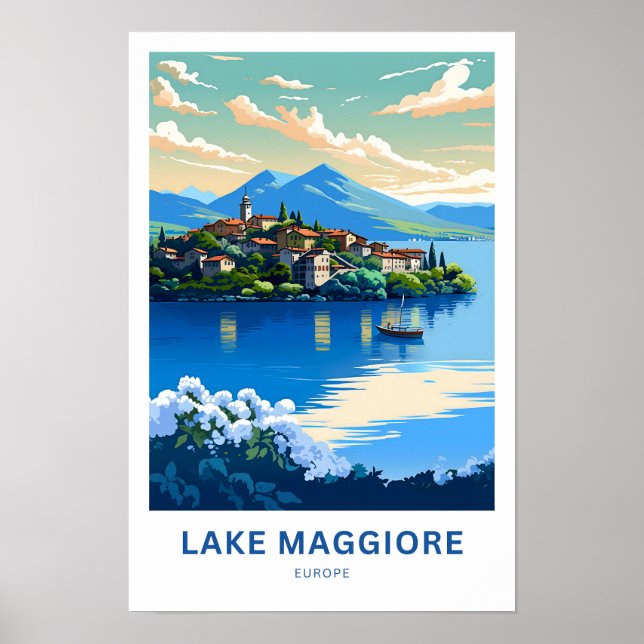 Skriv ut sjö Maggiore Europe Travel Poster (Framsidan)