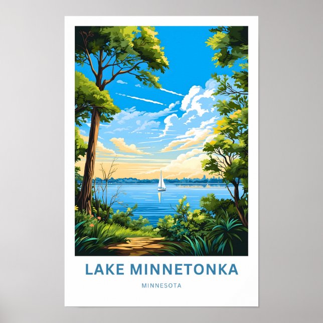 Skriv ut sjö Minnetonka Minnesota Travel Poster (Framsidan)
