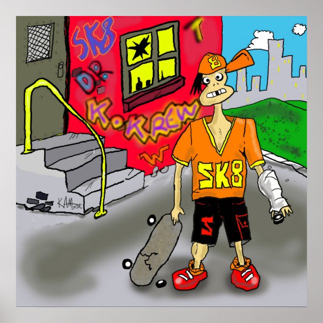 Skriv ut "SK8"- av Kev Moore Poster (Framsidan)