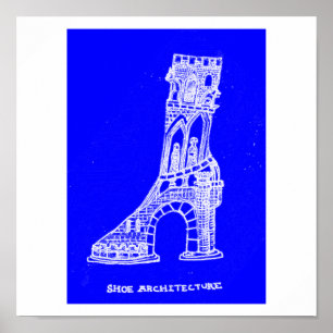 Skriv ut skons arkitektur (Blueprint Stil) Poster