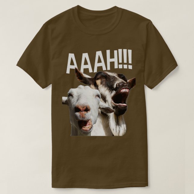 Skriv ut skrikande Goats AAAH-nyj Crazy Goat Älska T Shirt (Design framsida)