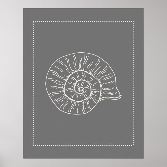 Skriv ut Snäckan Hampton Stil Spiral Poster (Framsidan)